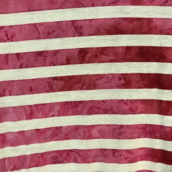 Chacha Vente NWT Women’s Top Long Tee Red white Tie dye Bleached look Size M - Picture 2 of 11